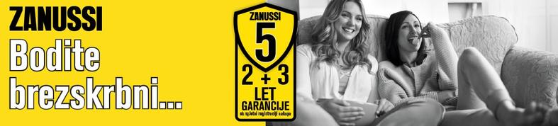 5 let garancije za aparate bele tehnike znamke Zanussi (1.9.-15.12.2021)